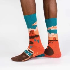 Monument Valley Navajo Tribal Park Men's Crew Socks -Trendy Socks Store the sock shack mens crew sock socks monument valley sock it to me on model
