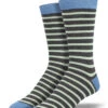 Sailor Stripe (Charcoal/Green) Bamboo Men's Crew Socks -Trendy Socks Store the sock shack mens crew socks bamboo sailor stripes MBC324 Charcoal Green 01 large 37c08c49 f5fb 4ac8 8ca2 da19b48b9b88