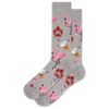 Flamingo, Crab And Seagull (Grey) Men's Crew Socks