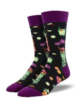 Tiki Drinks (Black) Men's Crew Socks