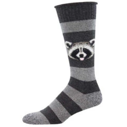 Outlands Made In The USA, Trash Panda/ Raccoon (Grey) Unisex L/XL Boot Sock