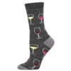 Sip, Sip, Hooray! Wine (Charcoal Grey) Women's Bamboo Crew 2 Sip, Sip, Hooray! Wine (Charcoal Grey) Women's Bamboo Crew -Trendy Socks Store the sock shack womens bamboo crew socks wine glasses sip sip hooray WBN2875 CharcoalHeather 01