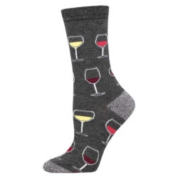 Sip, Sip, Hooray! Wine (Charcoal Grey) Women's Bamboo Crew