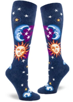Celestial Sun And Moon (Navy) Women's Knee Highs