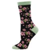 In Bloom, Cherry Blossoms (Black) Women's Bamboo Crew -Trendy Socks Store the sock shack womens crew bamboo cherry blossoms in bloom WBN2323 black socksmith
