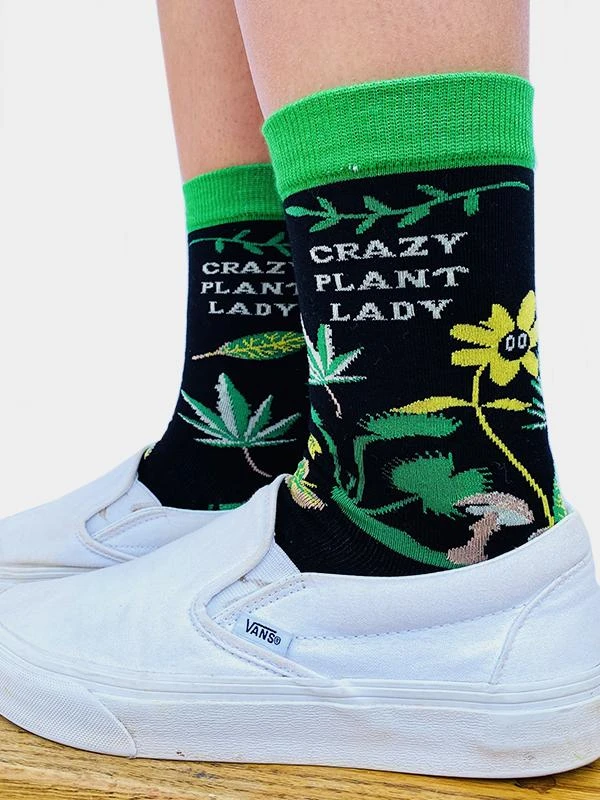Crazy Plant Lady, Weed Women's Crew Socks 4 Crazy Plant Lady, Weed Women's Crew Socks - Image 2