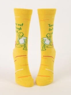Turns Out I'm Tough As Sh*t Women's Crew Socks -Trendy Socks Store the sock shack womens crew socks blue q tough as shit yellow front