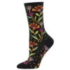 Wildflowers, Laurel Burch (Black) Women’s Crew Socks -Trendy Socks Store the sock shack womens crew wildflowers black laurel burch0WNC2048 Black 01