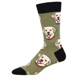 Yellow Labrador (Green) Men's Crew Socks