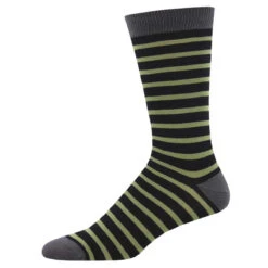 Sailor Stripe (Black/Green) Bamboo Men's Crew Socks